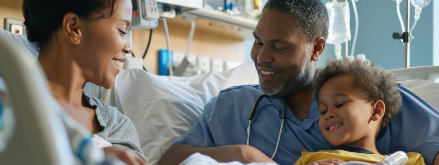 parents-watching-their-child-resting-hospital-bed-with-gentle-touch